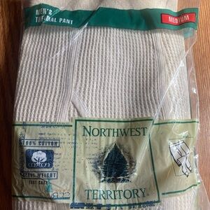 Vintage Northwest Territory Thermal Pants Size Medium White Cotton Waffle Knit